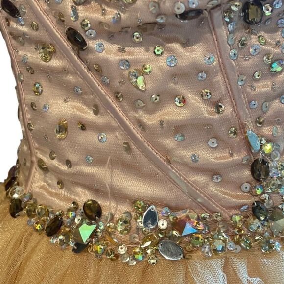 Hannah S Vintage Prom Mini Dress Jeweled Dazzling Tulle Skirt US 8 See Details - Picture 4 of 9